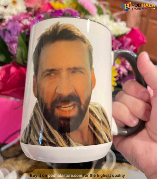 Pedro Pascal Mug, Nic Cage On One Side, Pedro Pascal On The Other Side