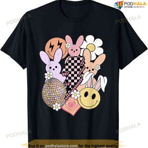 Retro Easter Shirt Easter Bunny Smile Face Groovy Easter Day Funny Easter Shirt