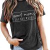 Secetket Good Mom Say Bad Words T Shirt Mom Shirts Short Sleeve Women Funny Letter Print Tee Casual Round Neck Tee Shirt