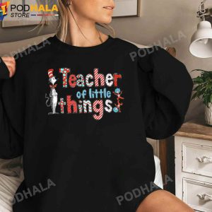 Teacher Of Little Things For Teacher Cut Cat In Hat TShirt