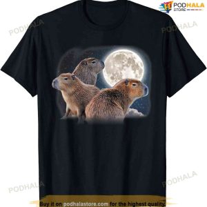 Three Capybaras And Moon Funny Capybara Humor Parody T-shirt