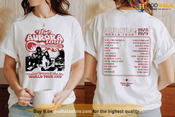 Vintage Daisy Jones And The Six 2 Side T-Shirt, Aurora Concert Shirt