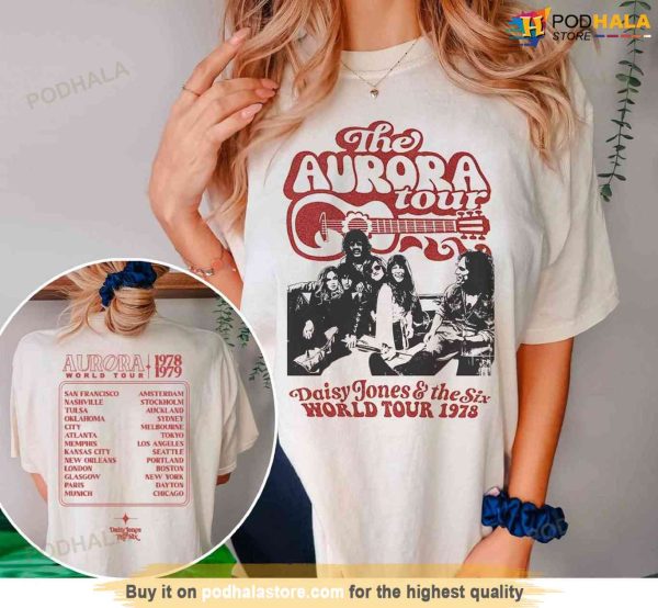 Vintage Daisy Jones And The Six 2 Side T-Shirt, Aurora Concert Shirt