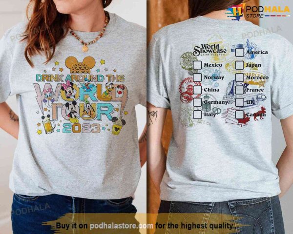 Vintage Disney Epcot World Tour Shirt, Drink Around The World Tour Shirt