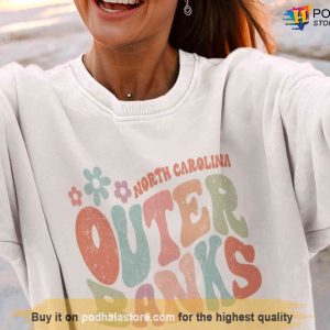 Womens Retro Flowers North Carolina Outer Banks Sweatshirt, Outer Banks Shirt