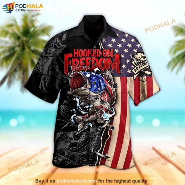 3D Hooked On Freedom Ocean Hawaiian Shirt, Aloha Hawaii Shirt For Women Men