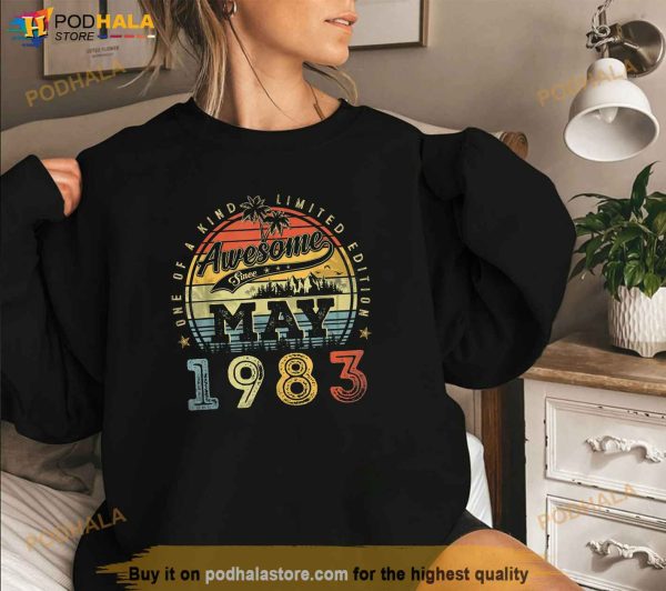 40 Year Old Awesome Since May 1983 40th Birthday Shirt