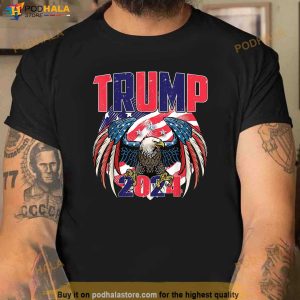 45 47 Trump 2024 Eagle Patriotic American Flag 4th Of July T Shirt 1