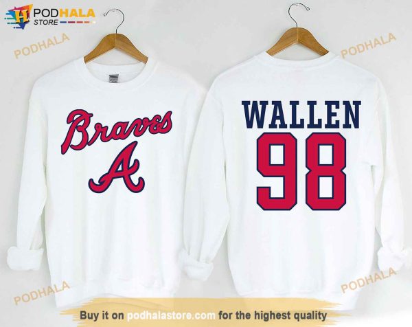 98 Braves Morgan Wallen Baseball 2 Sides Shirt, Atlanta Braves TShirt