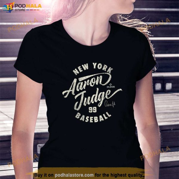 Aaron Judge New York Baseball Vintage Cursive MLBPA Shirt, New York Yankees Gift