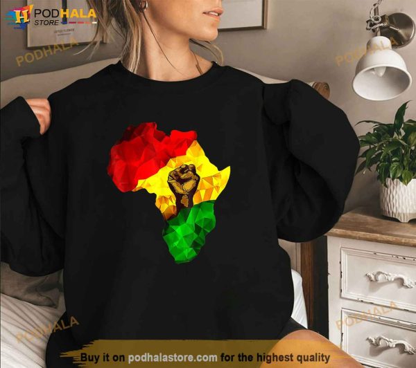 Africa Map Rising Hand Juneteenth African Pride Freedom Day Shirt