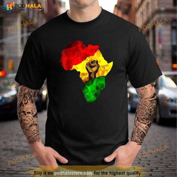 Africa Map Rising Hand Juneteenth African Pride Freedom Day Shirt