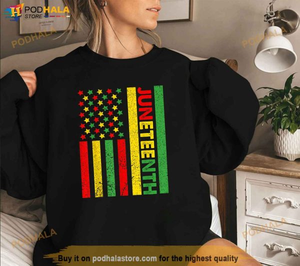 African American Flag Juneteenth Tee Women Men Kids Boys Shirt