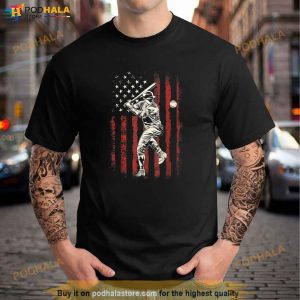 American Flag Baseball Team Gift for Men Boys Shirt