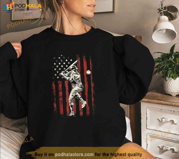 American Flag Baseball Team Gift for Men Boys Shirt