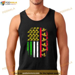 American Mexican Flag With Sombrero And Taco Cinco De Mayo Shirt 2
