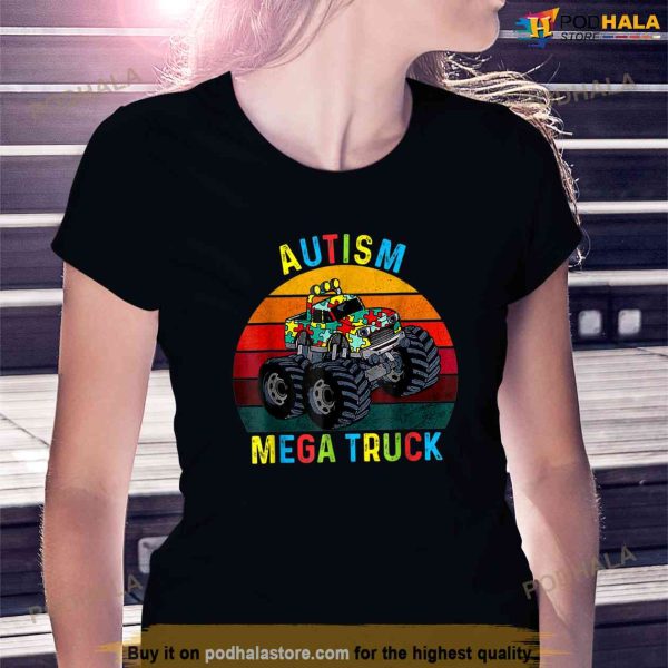 Autism Mega Truck Men Women Kids Funny Autism Awareness Shirt