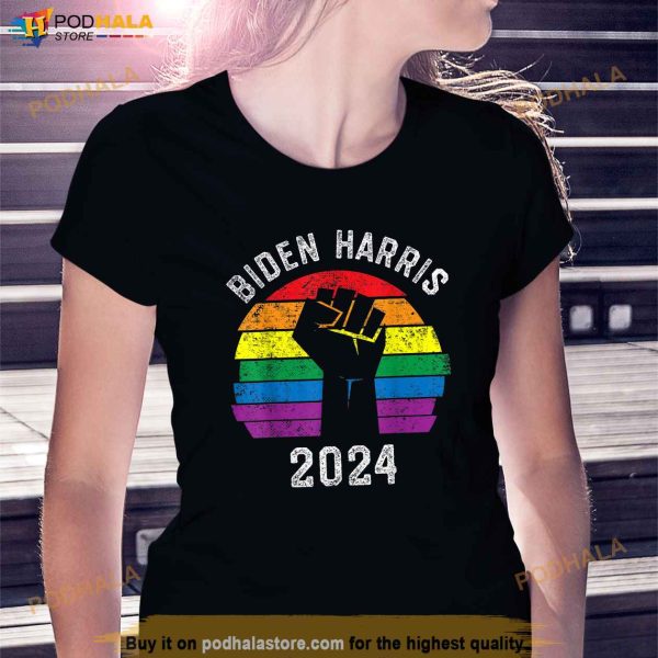 Biden Harris 2024 BLM LGBT Rainbow Gay Pride Election Retro Shirt