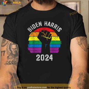 Biden Harris 2024 Blm Lgbt Rainbow Gay Pride Election Retro Shirt 2