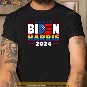 Biden Harris 2024 Rainbow Flag Gay Pride Lgbt Democrat Shirt 2