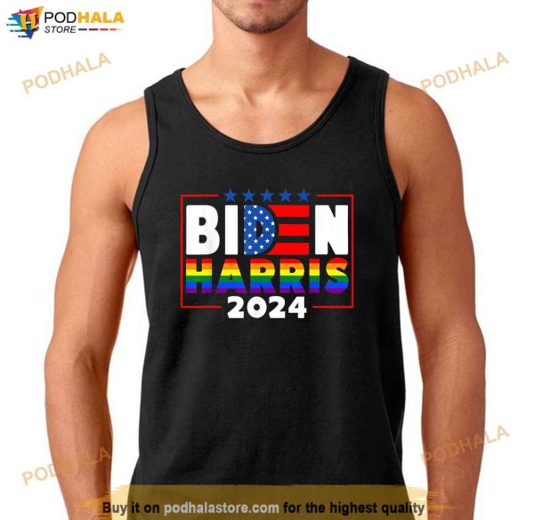 Biden Harris 2024 Rainbow Flag Gay Pride LGBT Democrat Shirt