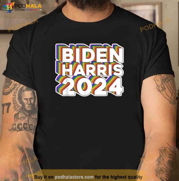 Biden Harris 2024 Rainbow Gay Pride LGBT Democrat Shirt