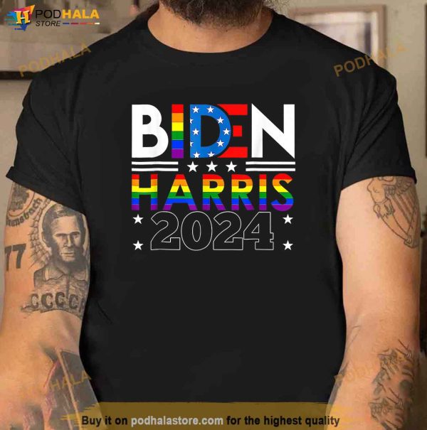 Biden Harris 2024 Rainbow LGBT Flag Gay Pride Shirt