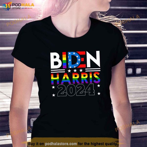 Biden Harris 2024 Rainbow LGBT Flag Gay Pride Shirt