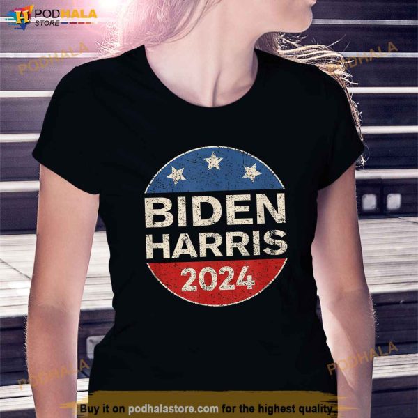 Biden Harris 2024 Retro Vintage Button Reelect Campaign Shirt