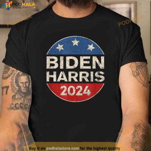 Biden Harris 2024 Retro Vintage Button Reelect Campaign Shirt 2