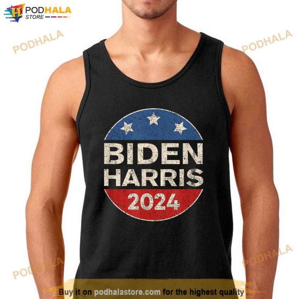 Biden Harris 2024 Retro Vintage Button Reelect Campaign Shirt