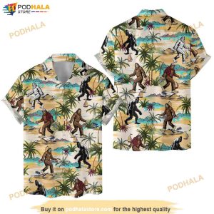 Bigfoot Hawaiian Shirt For Men Women Sasquatch Tropical Summer Aloha Hawaii 2