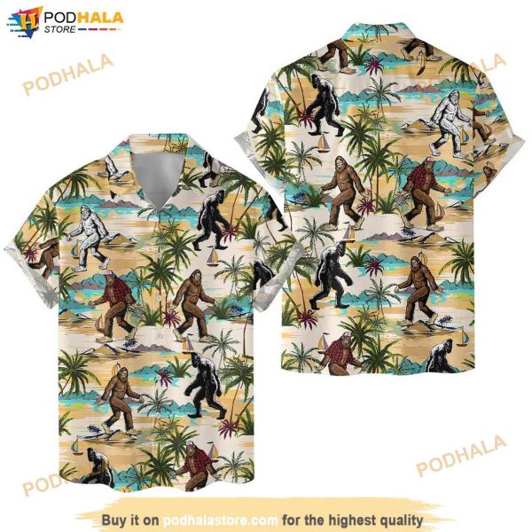 Bigfoot Hawaiian Shirt For Men Women, Sasquatch Tropical Summer Aloha Hawaii