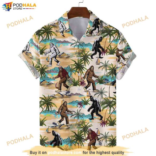 Bigfoot Hawaiian Shirt For Men Women, Sasquatch Tropical Summer Aloha Hawaii