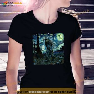 Bigfoot Starry Night Van Gogh Painting Sasquatch Art Shirt 3