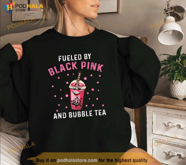 Black Pink Shirt, Fueled By Black Pink And Bubble Tea Kpop Korea Shirt