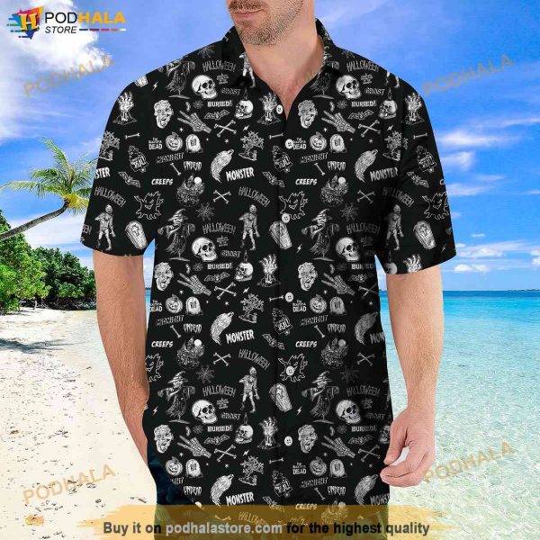 Black Skull And Skeleton Hawaiian Shirt, Aloha Hawaiian Shirt 3D Beach Summer