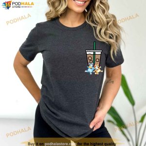 Blue Dog And Iced Coffee Shirt Bluey Mama Tshirt Bluey Matching Family Tshirt