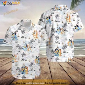 Bluey Beach Hawaii Shirt, Summer Shirt, Bluey Hawaiian Shirt, Bluey Birthday