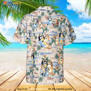 Bluey Friends Hawaiian Shirt Bluey Birthday Gift Bluey Button Up Shirt 3