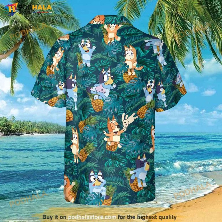 Bluey Hawaiian 3D Shirt, Bluey Dog Cartoon TV Merch For Fans - Podhalastore