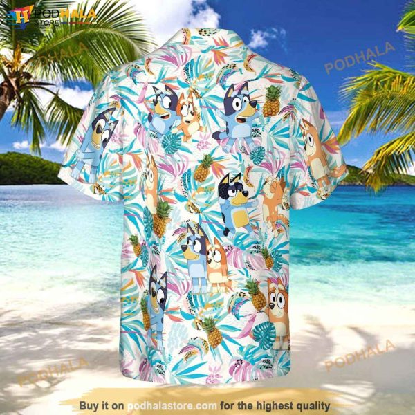 Bluey Hawaiian Shirt, Bluey Birthday, Kids Hawaiian Shirt Merch