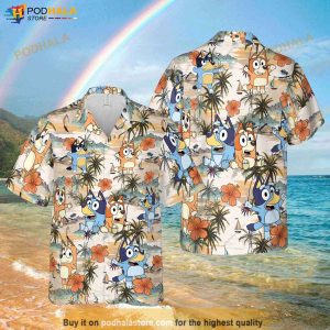 Bluey Hawaiian Shirt, Bluey Friends Birthday, Kids Hawaiian Shirt