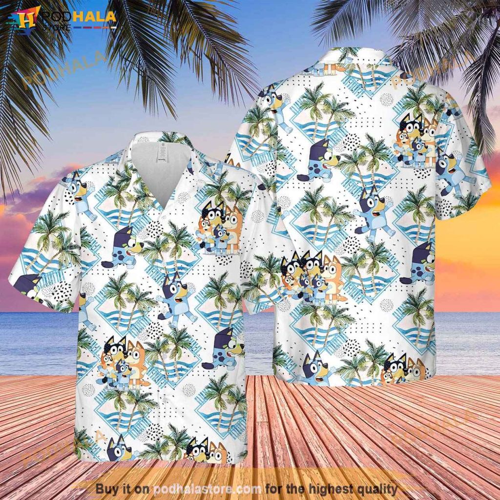 Bluey TV Show Family Hawaiian Shirt, Buey Characters Birthday Gift ...