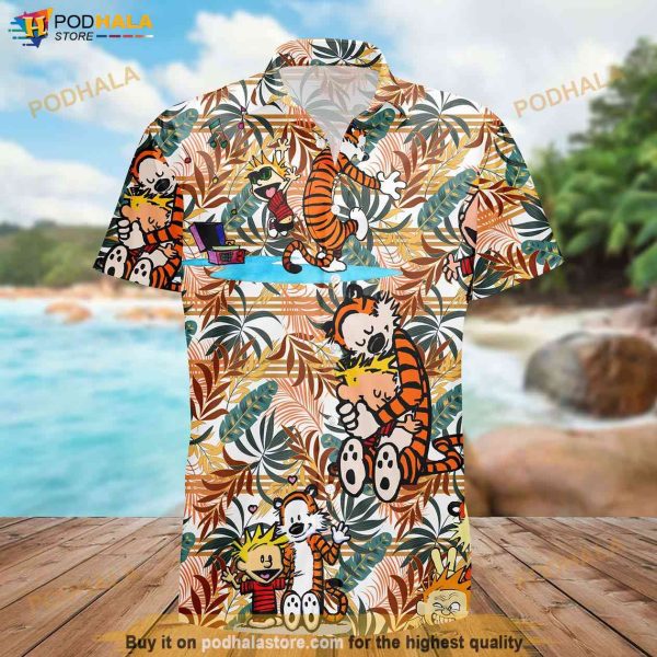 Calvin and Hobbes Hawaiian Shirt Summer, Calvin Hawaii Shirt, Hobbes Aloha Shirt