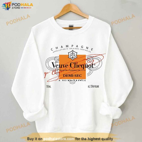 Champagne Veuve Rose Sweatshirt, Champagne Tennis Club, Orange Champagne Rosé Label