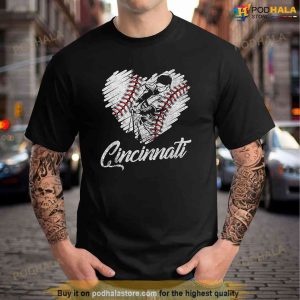 Cincinnati Baseball Heart Distressed Vintage Baseball Fans Shirt