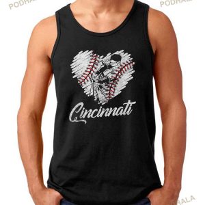 Cincinnati Baseball Heart Distressed Vintage Baseball Fans Shirt 2