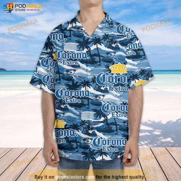 Corona Hawaiian Sea Island Pattern Hawaiian Shirt, Gift For Beer Lovers