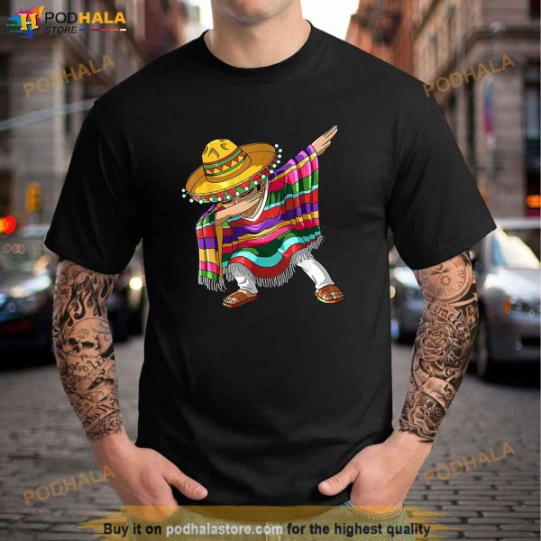 Dabbing Mexican Poncho Cinco de Mayo Boys Men Sombrero Dab Shirt